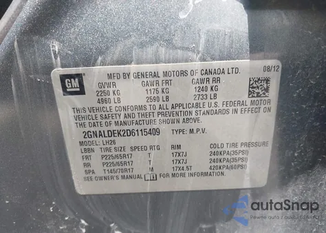 2013 Chevrolet Equinox 1Lt z USA, uszkodzony, nr VIN 2GNALDEK2D6115409